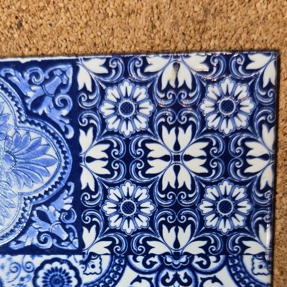 Blue and White Portugal Tile Cork Coaster - Picture 13 of 14